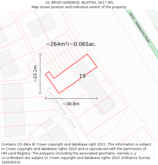 19, RIPON GARDENS, BUXTON, SK17 9PL: Plot and title map