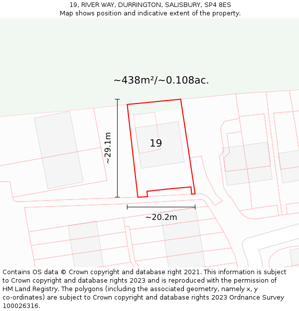19, RIVER WAY, DURRINGTON, SALISBURY, SP4 8ES: Plot and title map