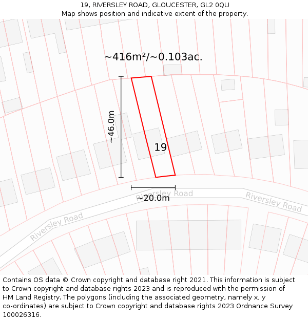 19, RIVERSLEY ROAD, GLOUCESTER, GL2 0QU: Plot and title map