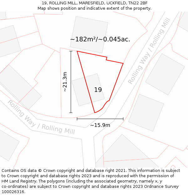 19, ROLLING MILL, MARESFIELD, UCKFIELD, TN22 2BF: Plot and title map