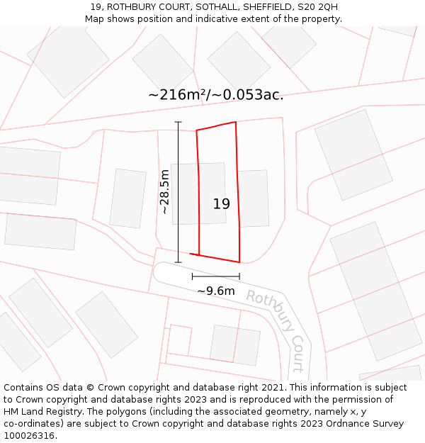 19, ROTHBURY COURT, SOTHALL, SHEFFIELD, S20 2QH: Plot and title map