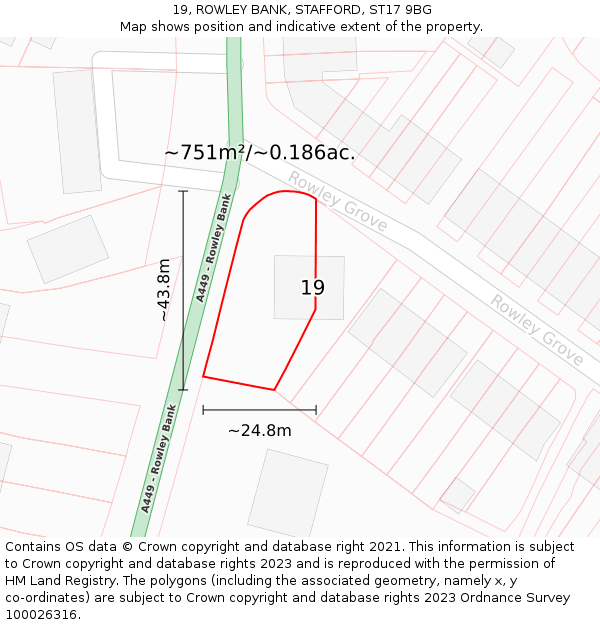 19, ROWLEY BANK, STAFFORD, ST17 9BG: Plot and title map