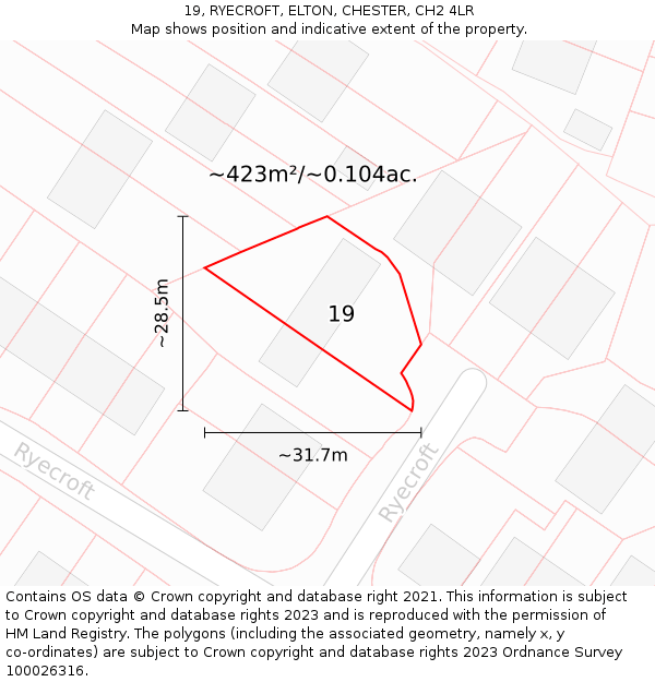 19, RYECROFT, ELTON, CHESTER, CH2 4LR: Plot and title map