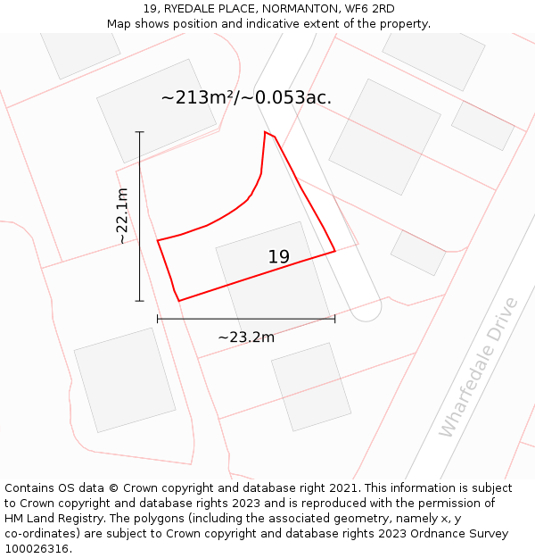 19, RYEDALE PLACE, NORMANTON, WF6 2RD: Plot and title map