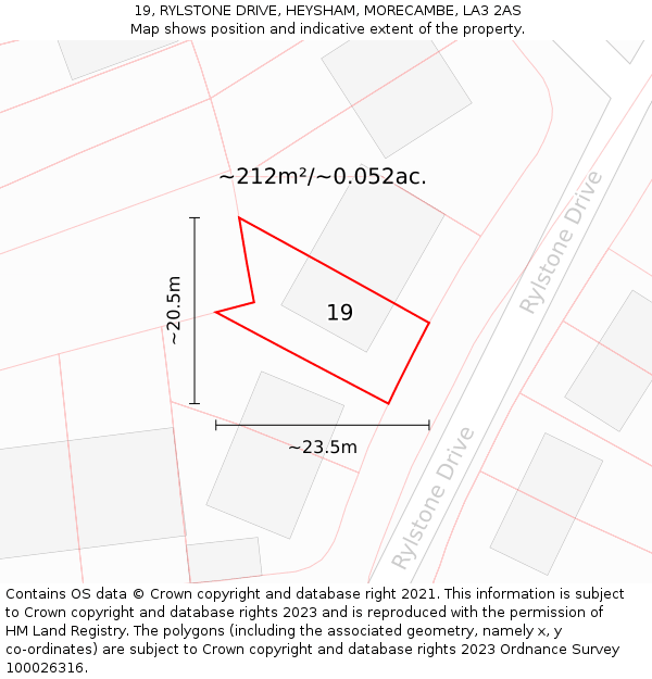 19, RYLSTONE DRIVE, HEYSHAM, MORECAMBE, LA3 2AS: Plot and title map