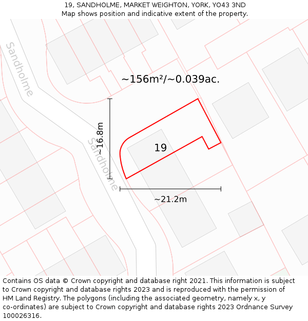 19, SANDHOLME, MARKET WEIGHTON, YORK, YO43 3ND: Plot and title map