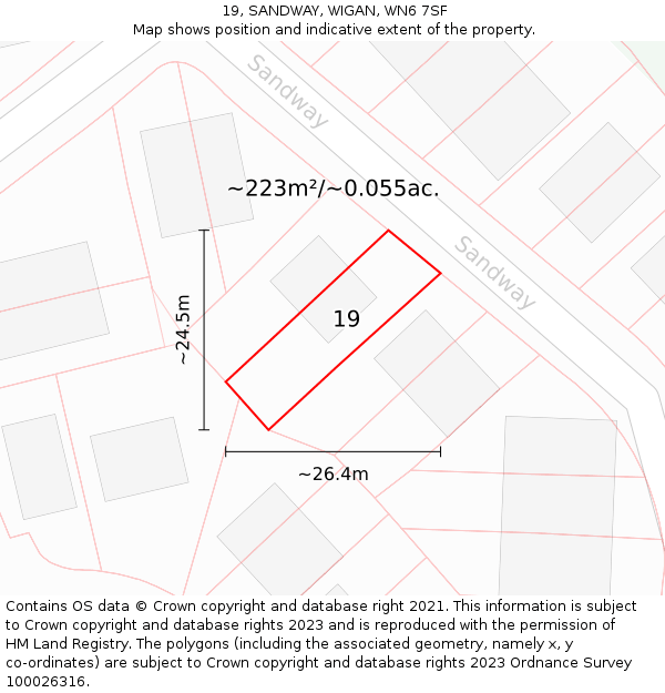 19, SANDWAY, WIGAN, WN6 7SF: Plot and title map