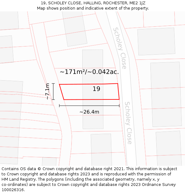 19, SCHOLEY CLOSE, HALLING, ROCHESTER, ME2 1JZ: Plot and title map