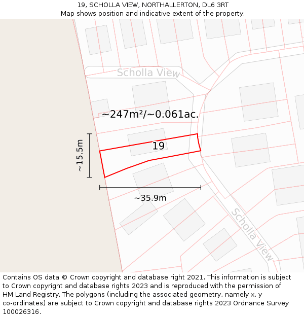 19, SCHOLLA VIEW, NORTHALLERTON, DL6 3RT: Plot and title map