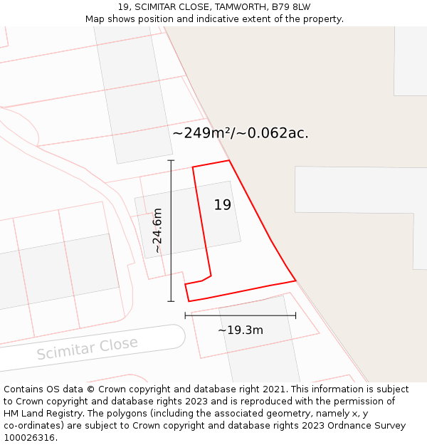 19, SCIMITAR CLOSE, TAMWORTH, B79 8LW: Plot and title map