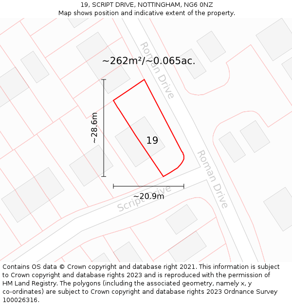 19, SCRIPT DRIVE, NOTTINGHAM, NG6 0NZ: Plot and title map