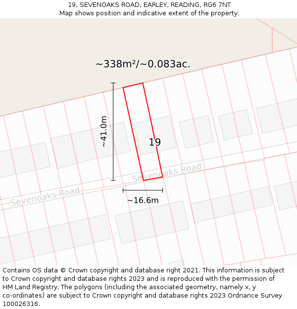 19, SEVENOAKS ROAD, EARLEY, READING, RG6 7NT: Plot and title map