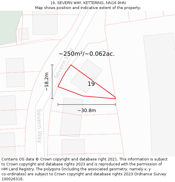 19, SEVERN WAY, KETTERING, NN16 9HN: Plot and title map