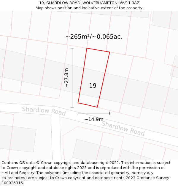 19, SHARDLOW ROAD, WOLVERHAMPTON, WV11 3AZ: Plot and title map