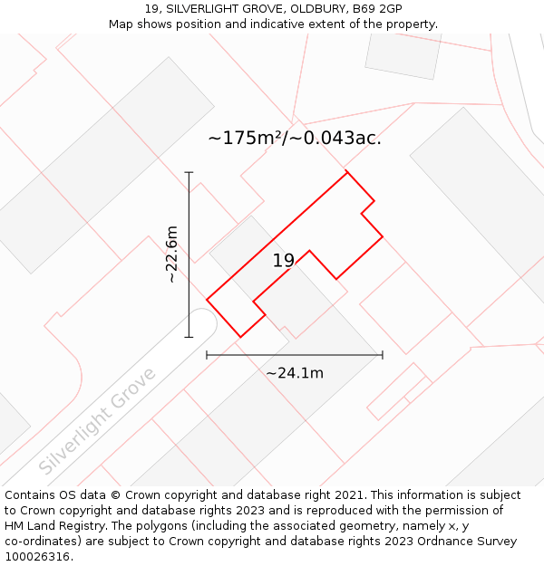 19, SILVERLIGHT GROVE, OLDBURY, B69 2GP: Plot and title map