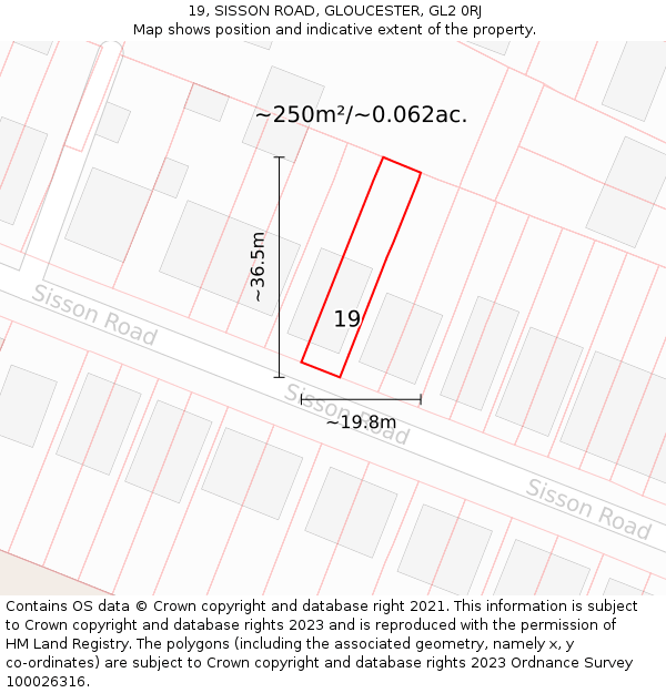 19, SISSON ROAD, GLOUCESTER, GL2 0RJ: Plot and title map