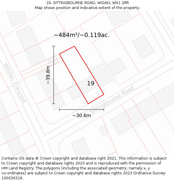 19, SITTINGBOURNE ROAD, WIGAN, WN1 2RR: Plot and title map