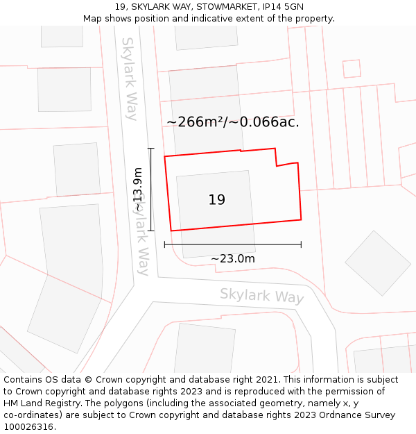 19, SKYLARK WAY, STOWMARKET, IP14 5GN: Plot and title map