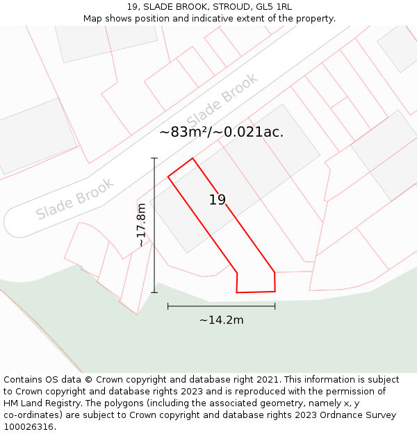 19, SLADE BROOK, STROUD, GL5 1RL: Plot and title map