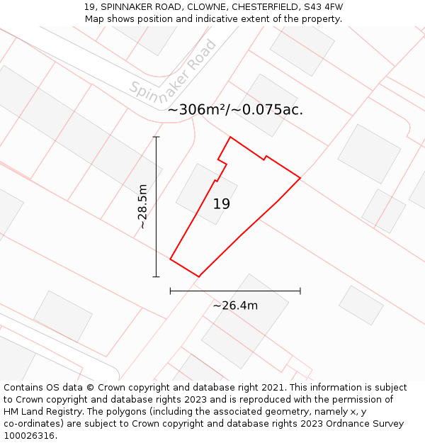19, SPINNAKER ROAD, CLOWNE, CHESTERFIELD, S43 4FW: Plot and title map