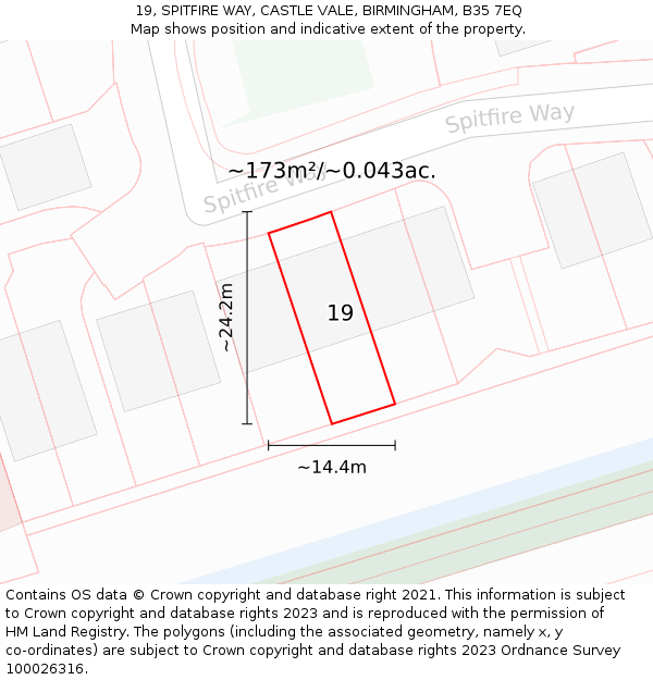 19, SPITFIRE WAY, CASTLE VALE, BIRMINGHAM, B35 7EQ: Plot and title map