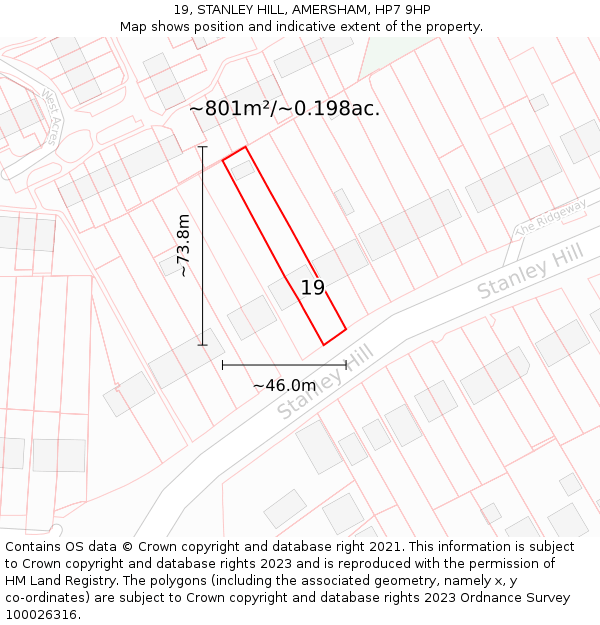 19, STANLEY HILL, AMERSHAM, HP7 9HP: Plot and title map
