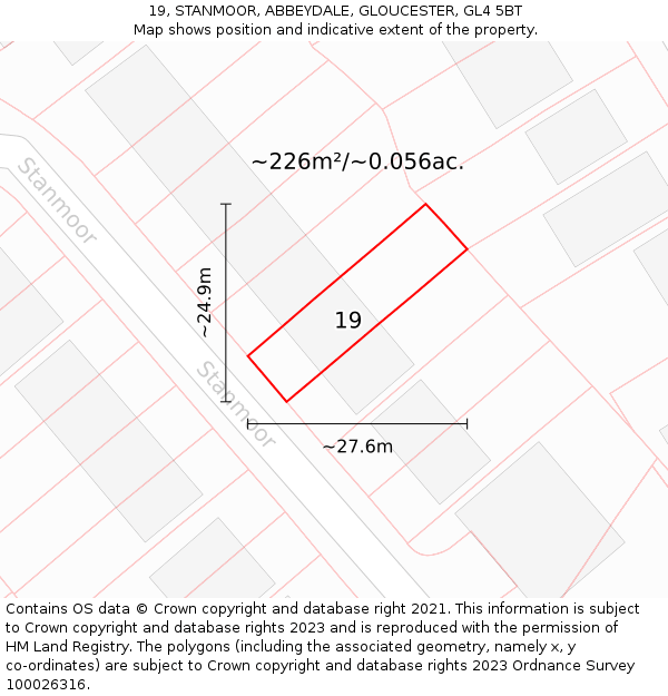 19, STANMOOR, ABBEYDALE, GLOUCESTER, GL4 5BT: Plot and title map