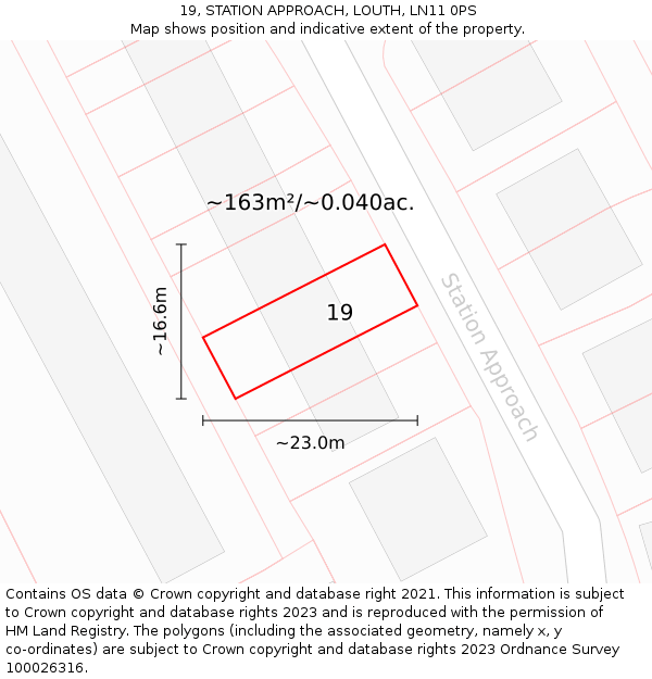19, STATION APPROACH, LOUTH, LN11 0PS: Plot and title map
