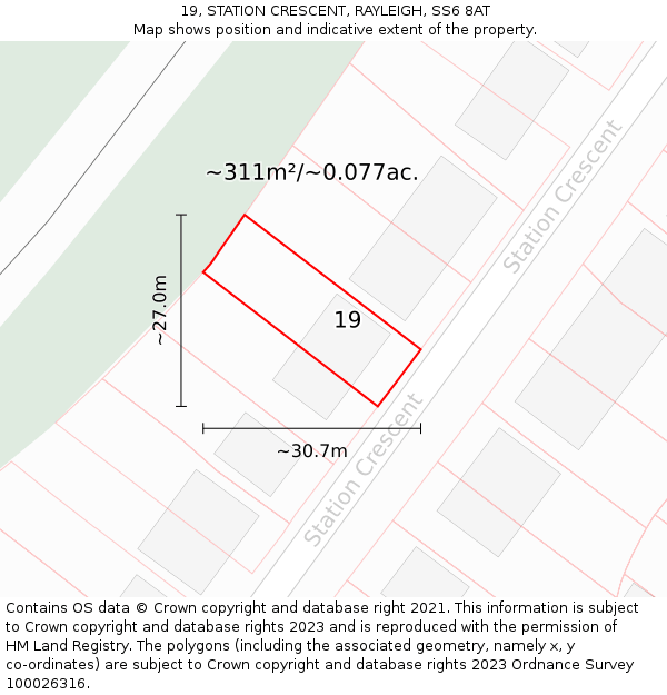 19, STATION CRESCENT, RAYLEIGH, SS6 8AT: Plot and title map