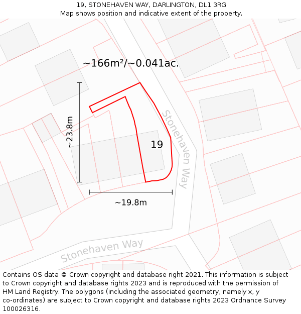 19, STONEHAVEN WAY, DARLINGTON, DL1 3RG: Plot and title map