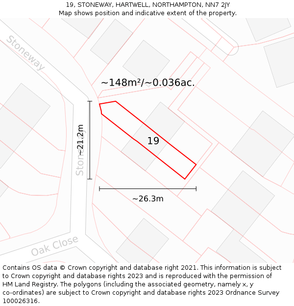 19, STONEWAY, HARTWELL, NORTHAMPTON, NN7 2JY: Plot and title map