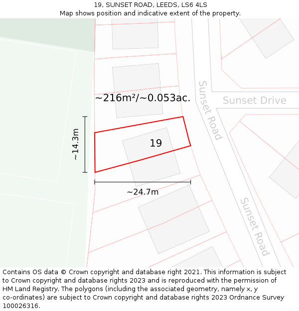 19, SUNSET ROAD, LEEDS, LS6 4LS: Plot and title map