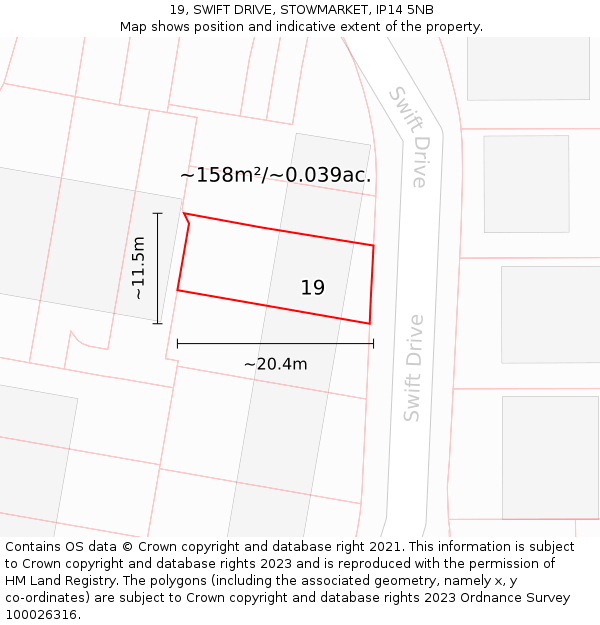 19, SWIFT DRIVE, STOWMARKET, IP14 5NB: Plot and title map