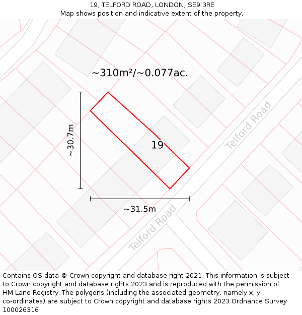 19, TELFORD ROAD, LONDON, SE9 3RE: Plot and title map