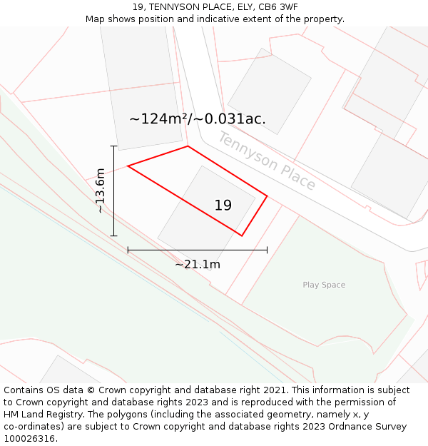 19, TENNYSON PLACE, ELY, CB6 3WF: Plot and title map