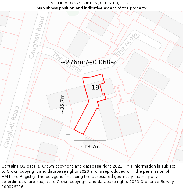 19, THE ACORNS, UPTON, CHESTER, CH2 1JL: Plot and title map