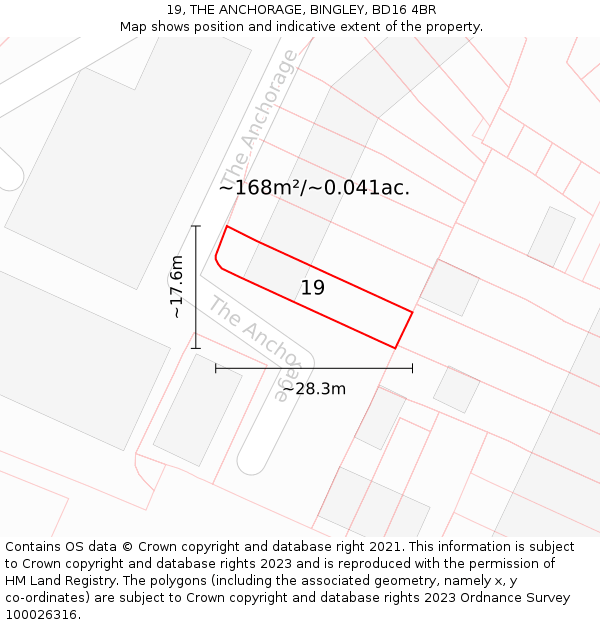 19, THE ANCHORAGE, BINGLEY, BD16 4BR: Plot and title map