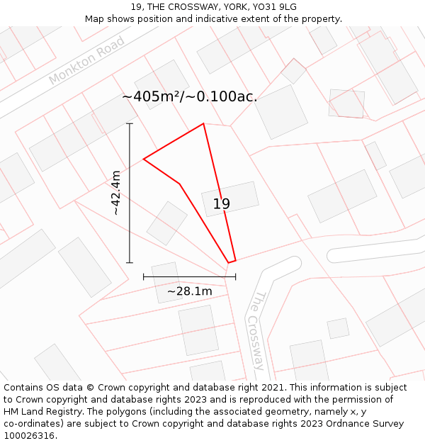 19, THE CROSSWAY, YORK, YO31 9LG: Plot and title map