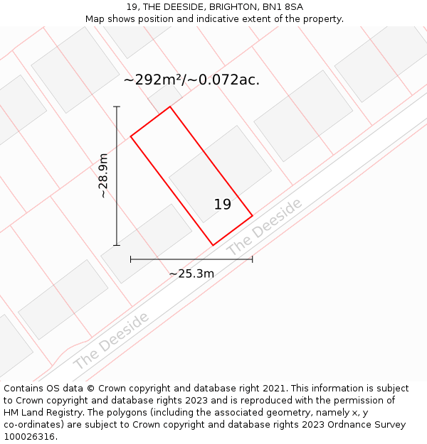 19, THE DEESIDE, BRIGHTON, BN1 8SA: Plot and title map
