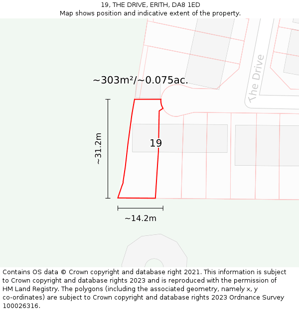 19, THE DRIVE, ERITH, DA8 1ED: Plot and title map