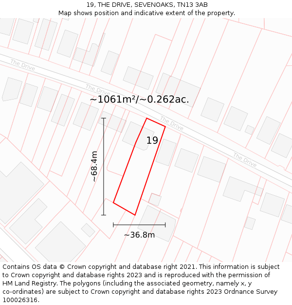 19, THE DRIVE, SEVENOAKS, TN13 3AB: Plot and title map
