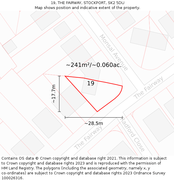 19, THE FAIRWAY, STOCKPORT, SK2 5DU: Plot and title map