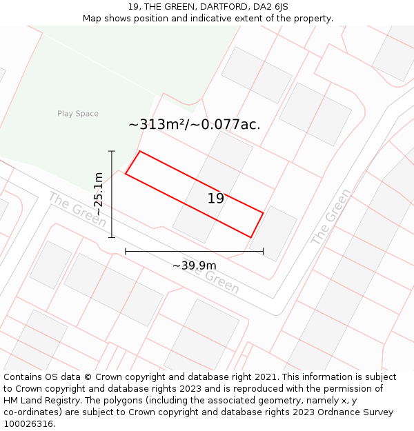 19, THE GREEN, DARTFORD, DA2 6JS: Plot and title map