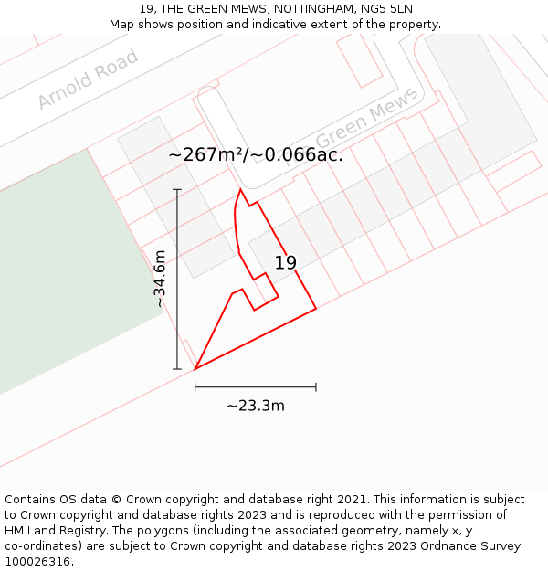19, THE GREEN MEWS, NOTTINGHAM, NG5 5LN: Plot and title map
