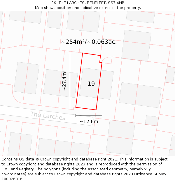 19, THE LARCHES, BENFLEET, SS7 4NR: Plot and title map