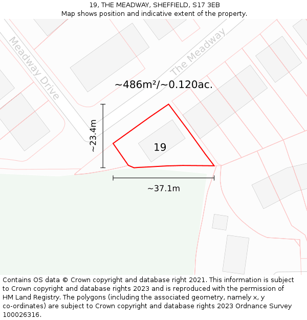 19, THE MEADWAY, SHEFFIELD, S17 3EB: Plot and title map