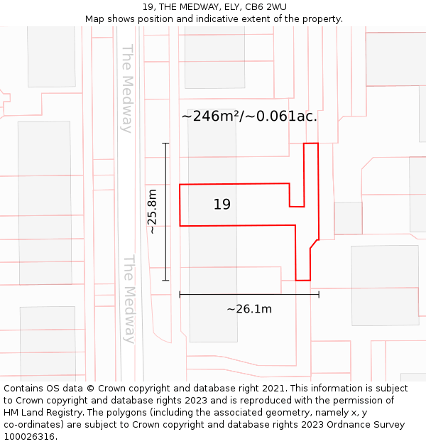 19, THE MEDWAY, ELY, CB6 2WU: Plot and title map