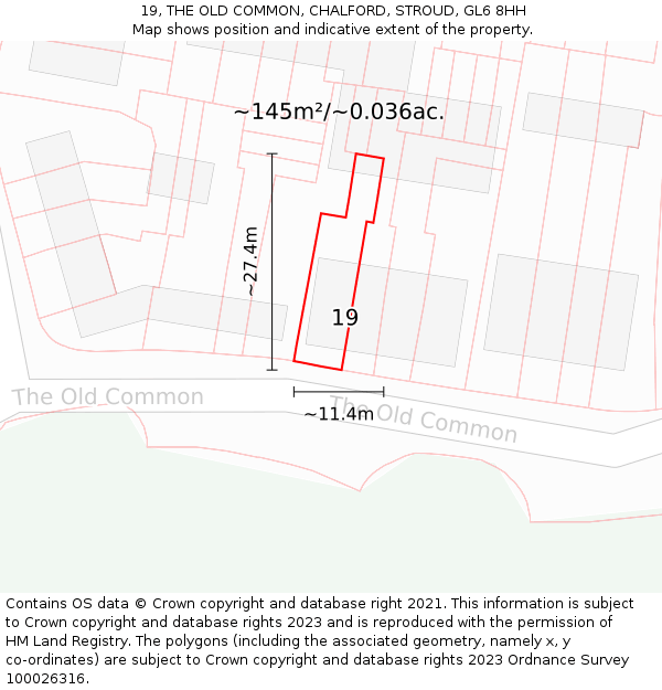 19, THE OLD COMMON, CHALFORD, STROUD, GL6 8HH: Plot and title map