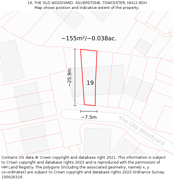 19, THE OLD WOODYARD, SILVERSTONE, TOWCESTER, NN12 8DH: Plot and title map