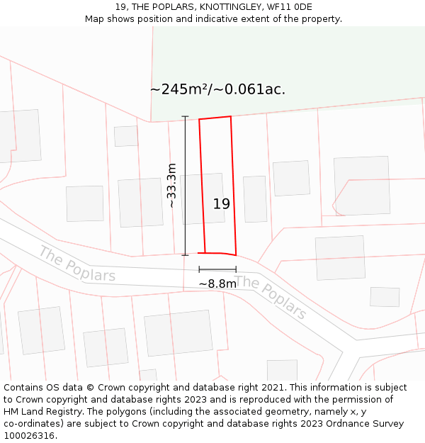 19, THE POPLARS, KNOTTINGLEY, WF11 0DE: Plot and title map